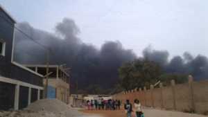 incendie à la zone franche industrielle de mbao